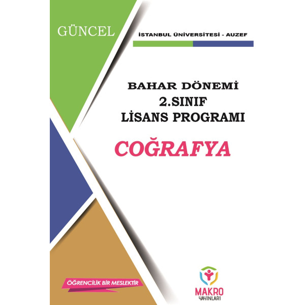 Auzef Coğrafya 2. Sınıf (Lisans) Bahar Dönemi Ders Kitapları