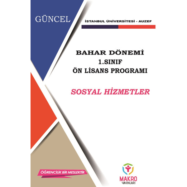 Auzef Sosyal Hizmetler 1. Sınıf (Ön Lisans) Bahar Dönemi Ders Kitapları (SADECE 4 ANA DERS)