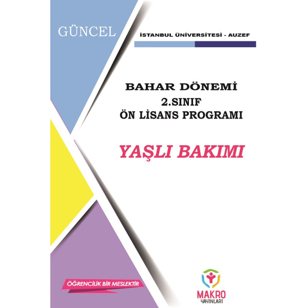 Auzef Yaşlı Bakımı 2. Sınıf (Ön Lisans) Bahar Dönemi Ders Kitapları